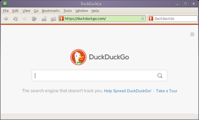 A screenshot of Midori browser with search box